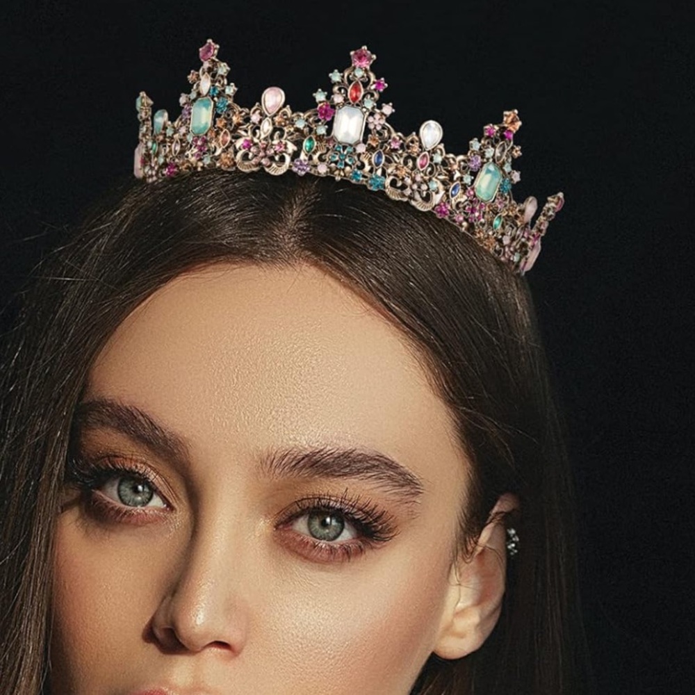 Crown jewel rhinestone headpiece wedding bridal cosplay birthday